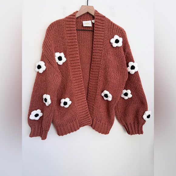 Maeve x Anthropologie Chunky 3D Flower Knit Sweater - Picture 3 of 8